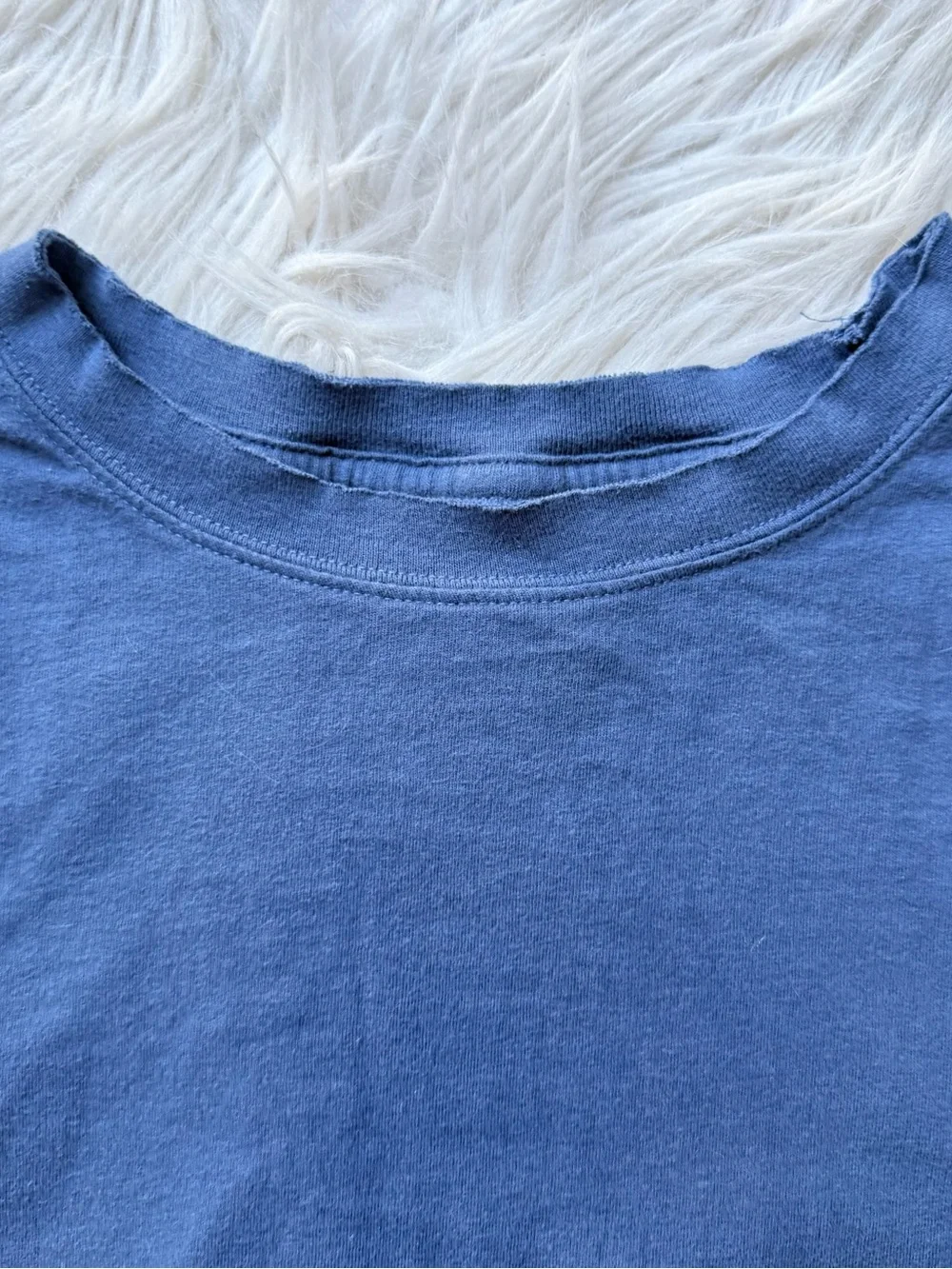 Free People We The Free Long Sleeve Crop Tee Blue Raw Hem Cotton XS
